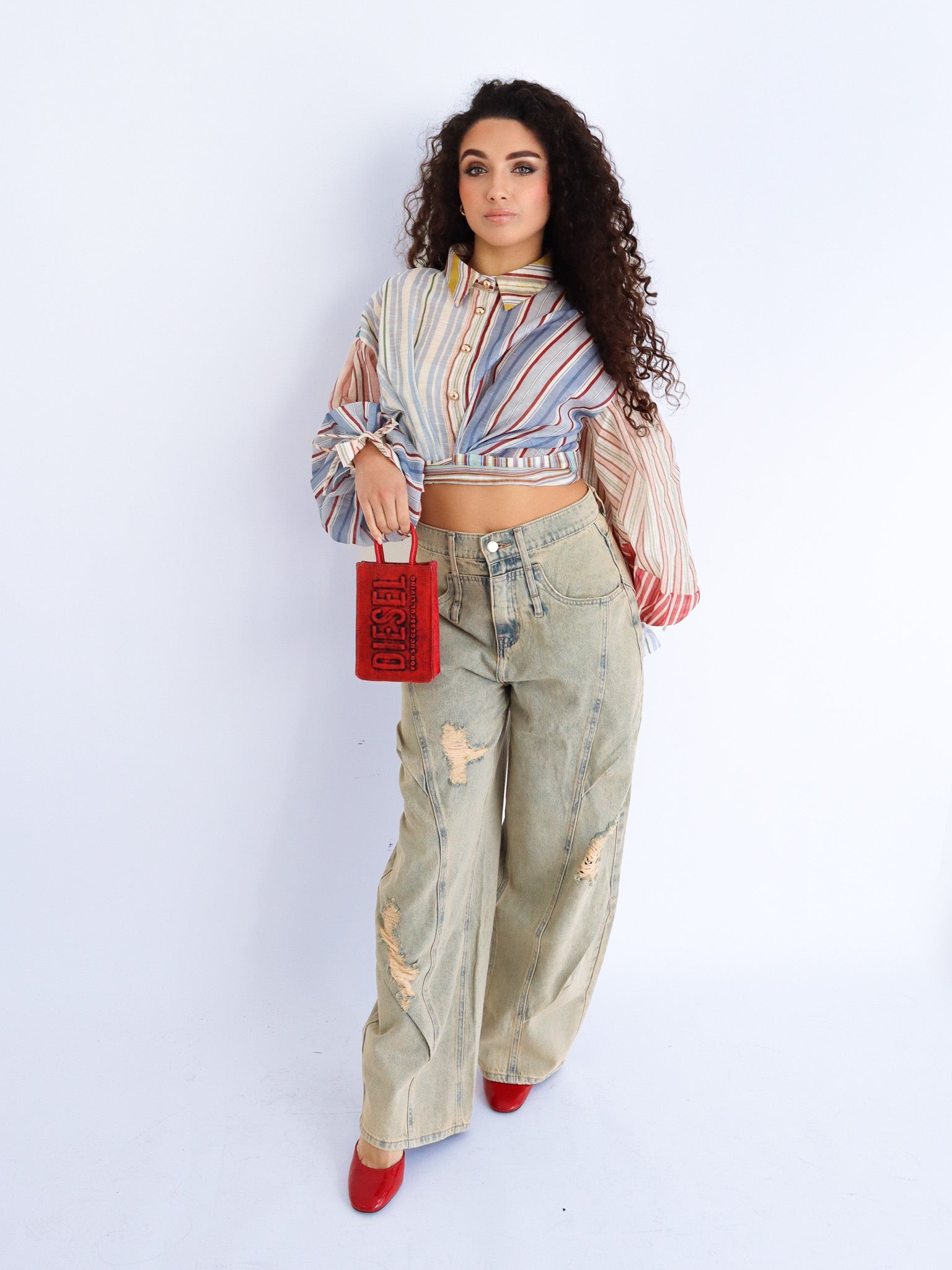 Jeans wide leg effetto used