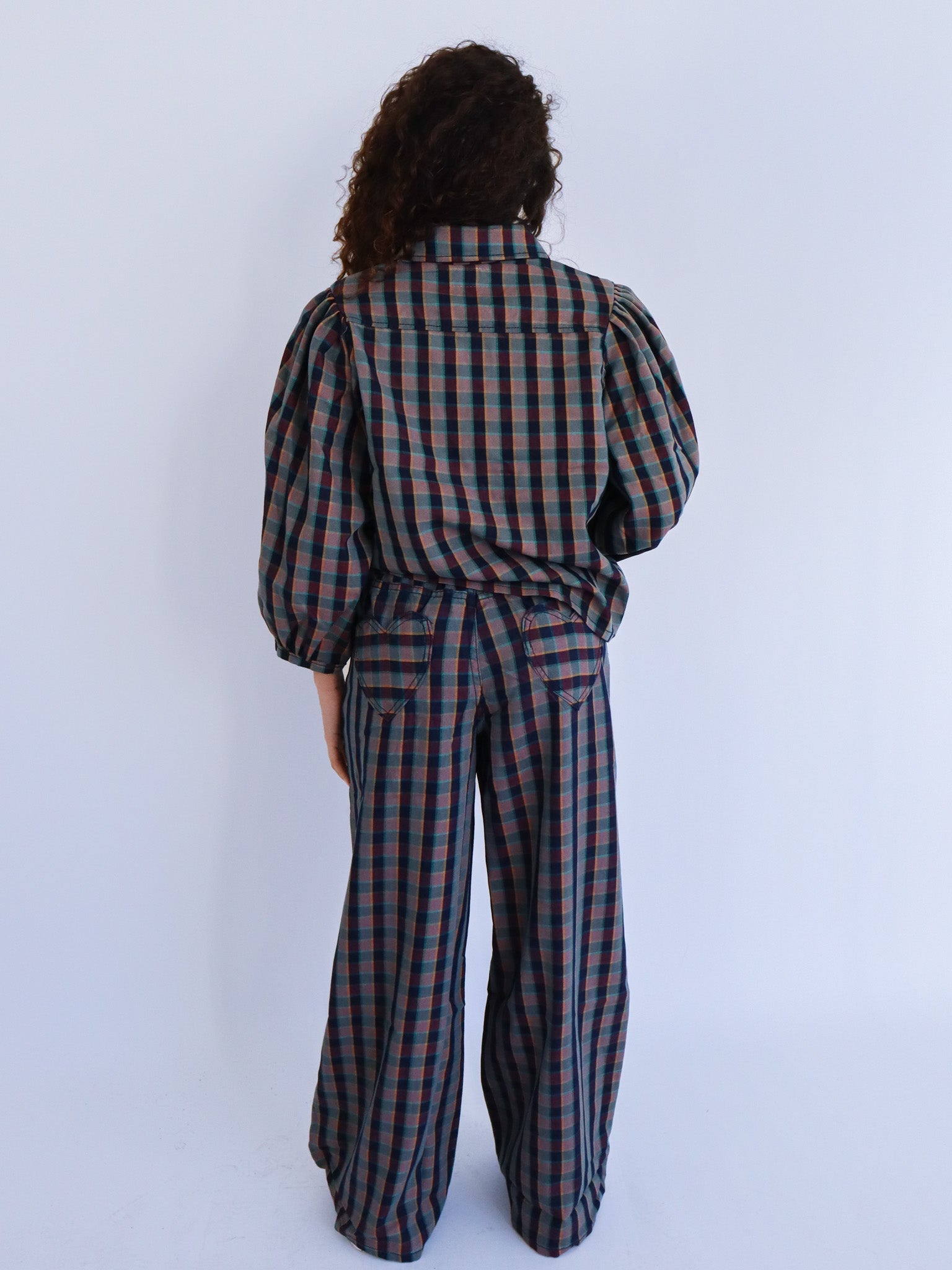 Coordinato in denim a quadri