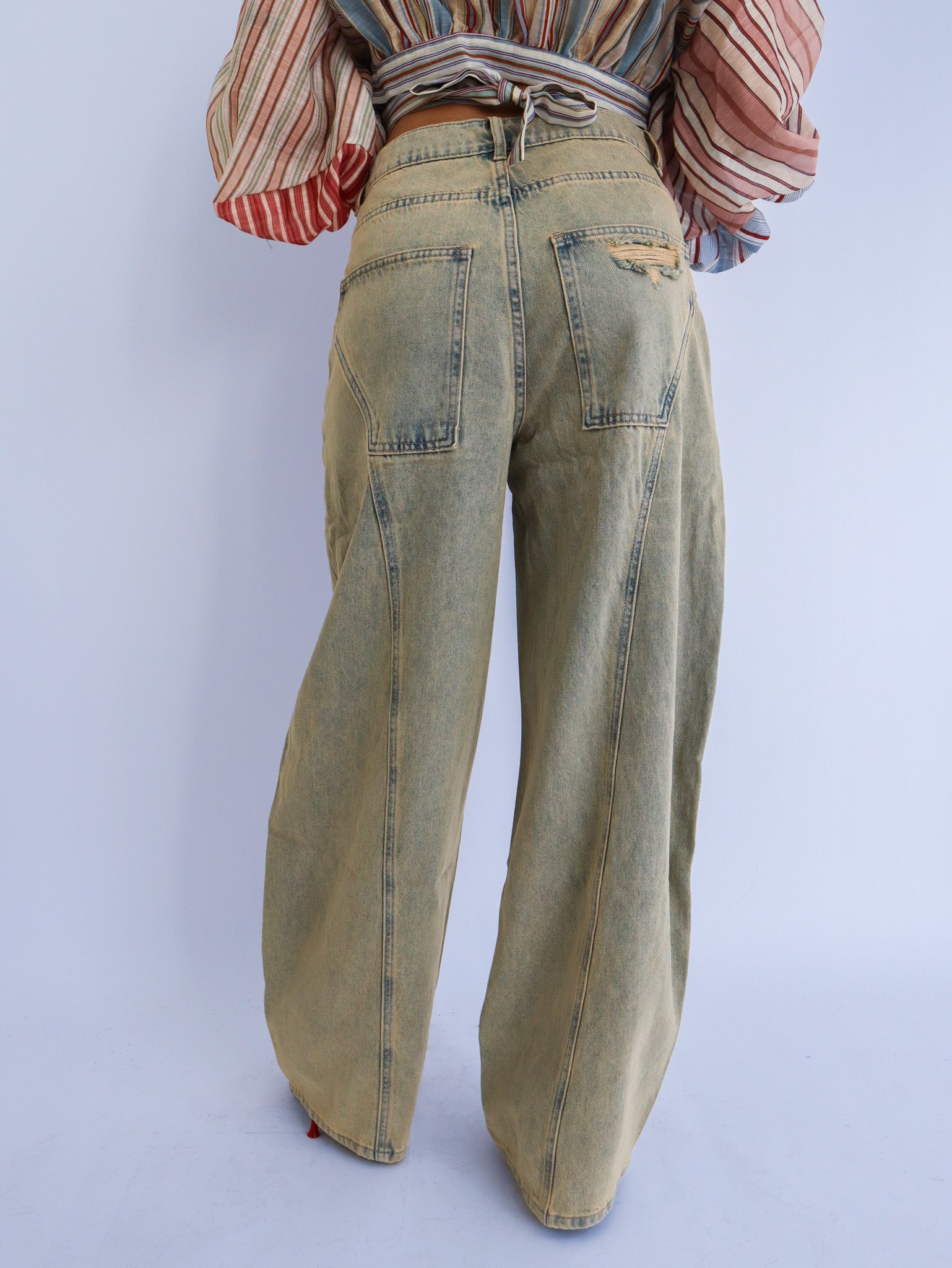 Jeans wide leg effetto used