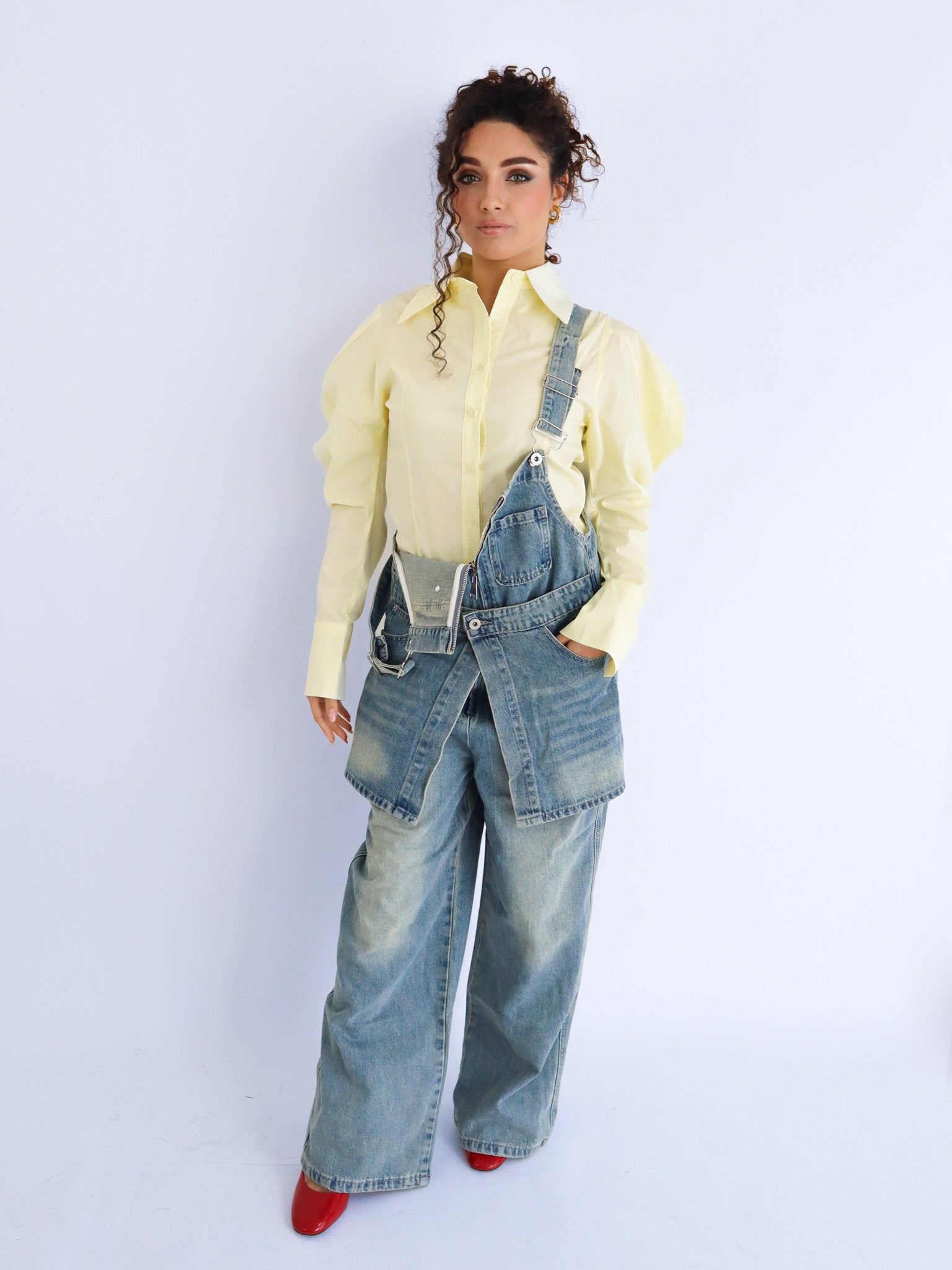 Salopette in denim wide leg